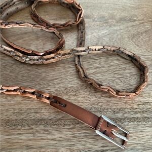 Brown Leather Double Wrap Belt Size S